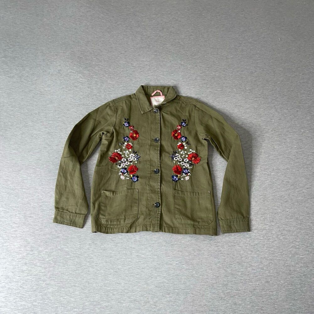 Lefties Spain Kids Girl’s Floral Embroidered Military Blazer Jacket